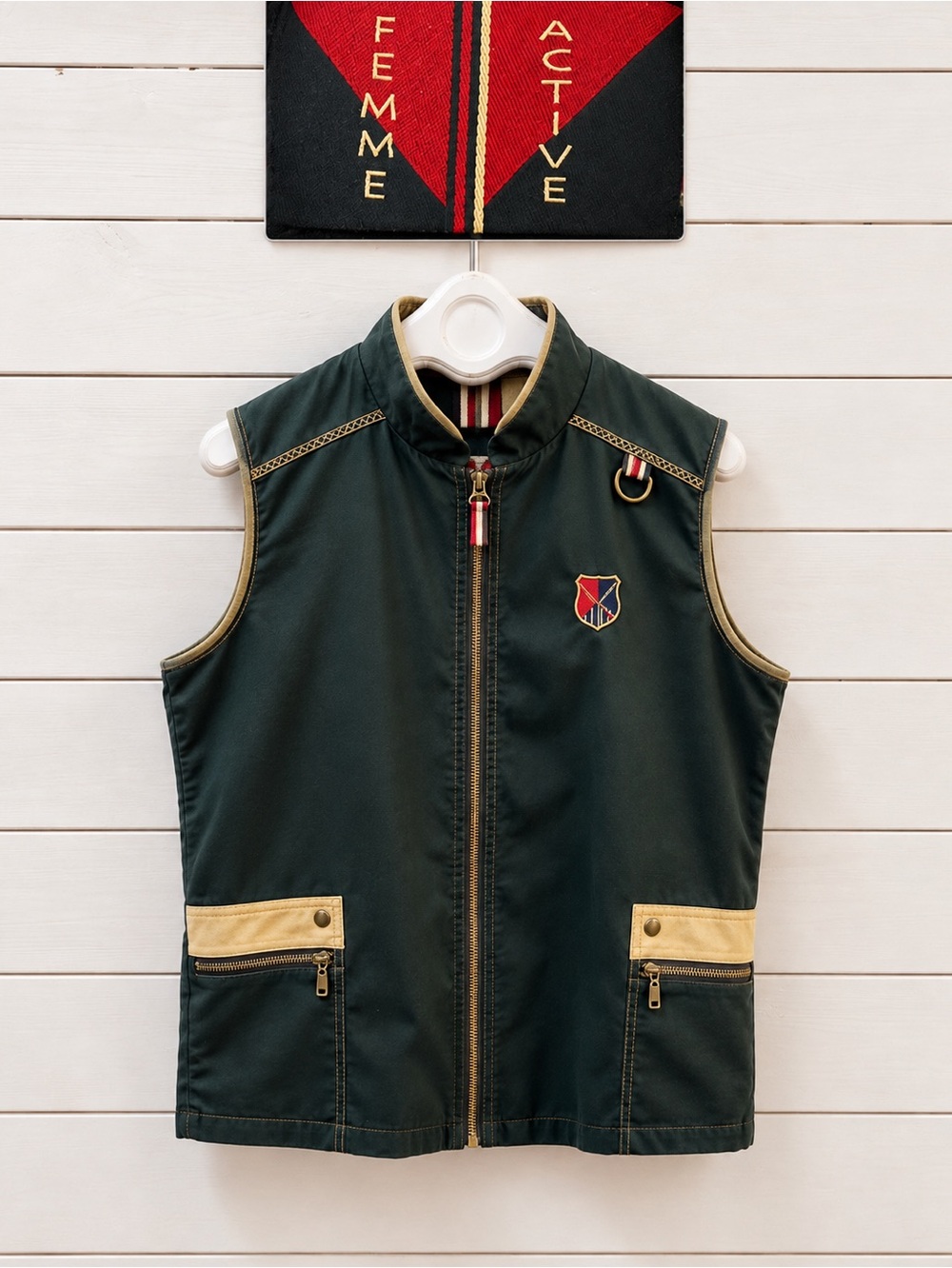 FEMME ACTIVE VINTAGE Green Utility Vest 2X